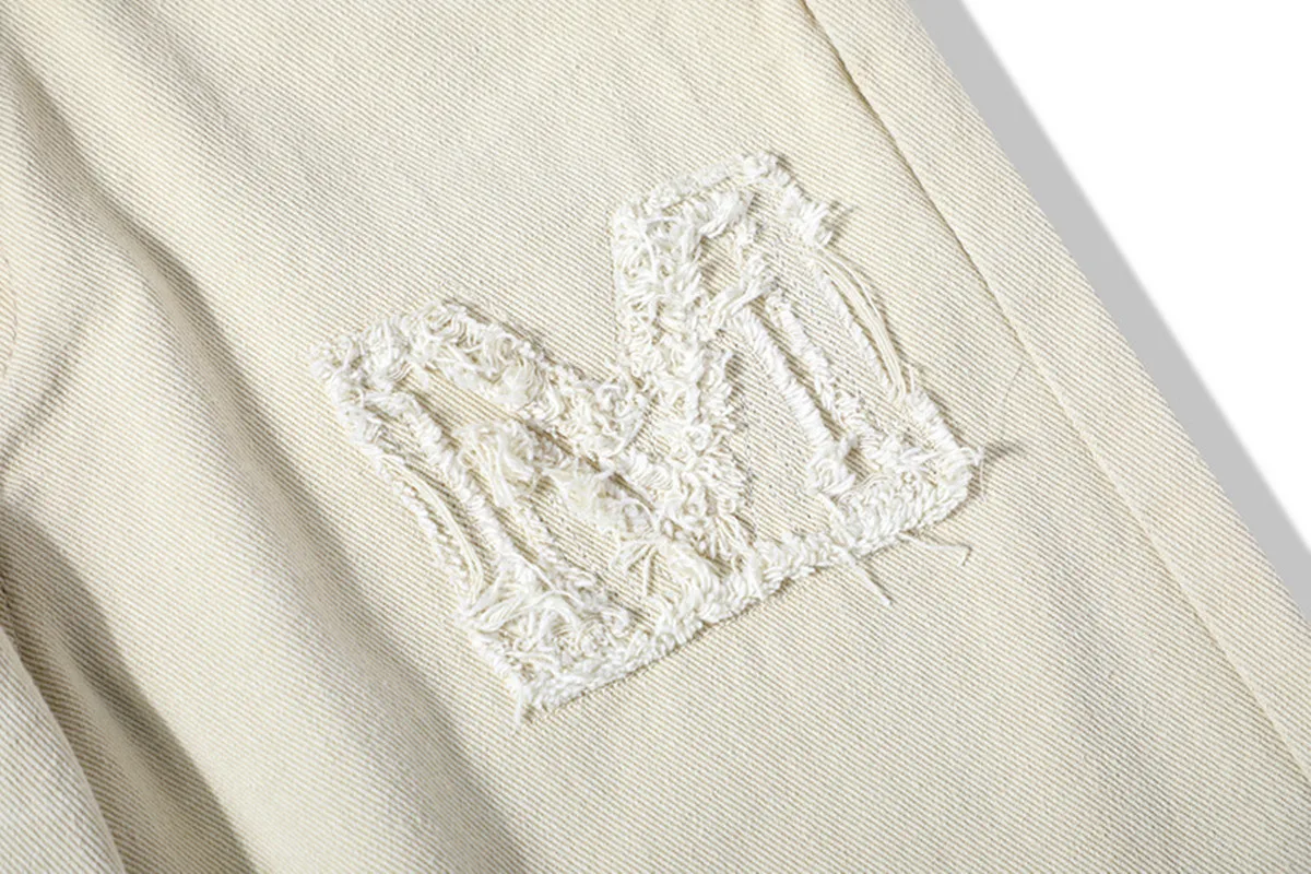 Мужские и женские рваные джинсовые брюки повседневные Прямые большого размера в