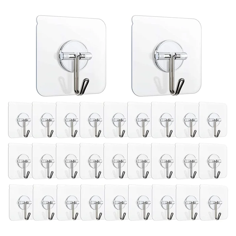 

80 Pack Adhesive Hooks 24 Lbs (Max) Adhesive Wall Hooks Self Adhesive Hooks Heavy Duty Adhesive Hooks