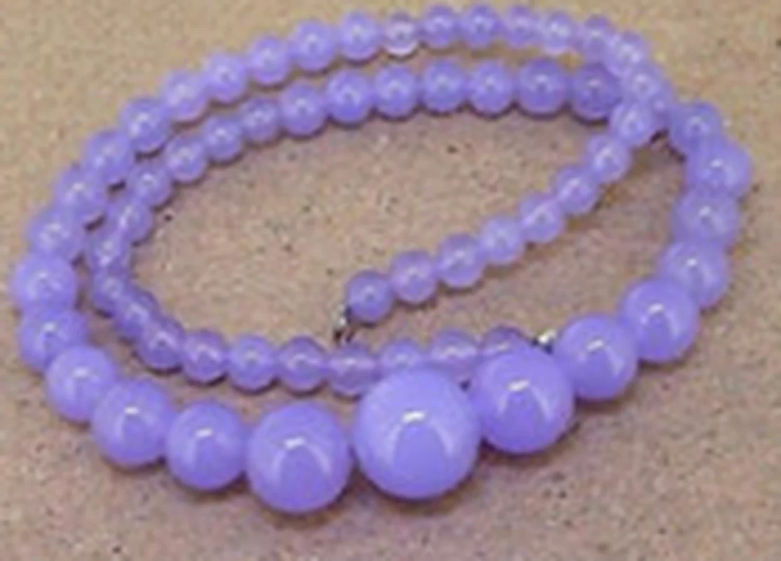 

Natural 6-14mm Lavender Jade Gemstone Round Bead Necklace 18'' AAA