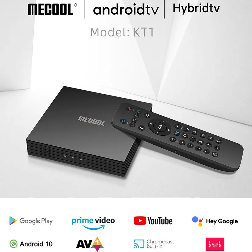 DVB T2 MECOOL KT1 Amlogic S905X4 Android TV 10 DVB-T2 Set Top Box 2GB 16GB AV1 BT 4.2 WiFi 2.4G/5G 100M LAN  TV Box