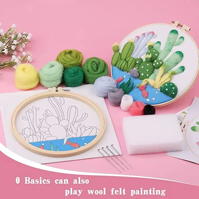 

Painting DIY Wool Felting Embroidery With Frame Creative Wool Painting Handmade Needle Picture Crafts Gift For Home Decors