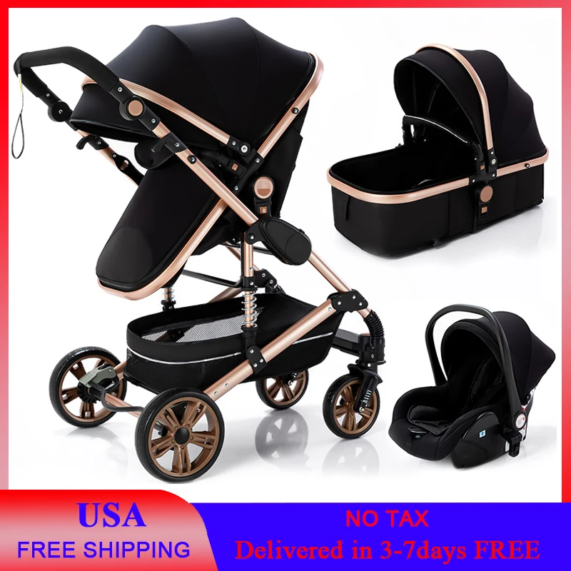 

Baby Stroller 3 in 1 Multi-Functional High Landscape Lying Or Dampening Folding Child Strollers Light Weight two-sided Pushcart