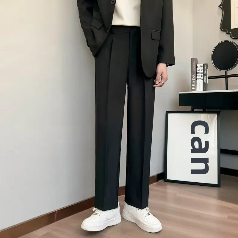 Весенне-осенние мужские прямые брюки корейские модные повседневные слегка