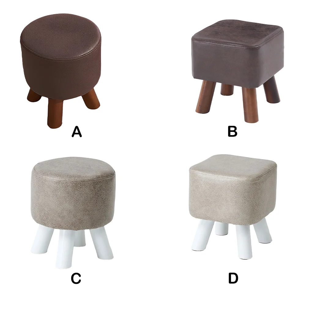 

Furniture Ottoman Wood Stool Fabric Round For Living Room Sofa Hallway Garden Footstool Shoes Wearings Furnitures