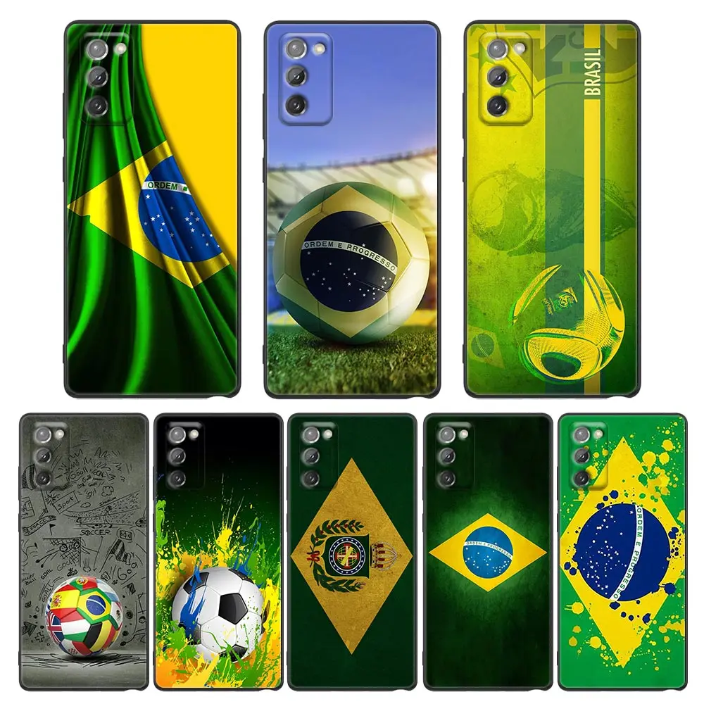 

Brazil Brazilian Flag Football Case for Samsung Note 20 Ultra 5G 8 9 10 Galaxy M12 M22 M30s M32 M52 M62 F62 Soft Cover Fundas