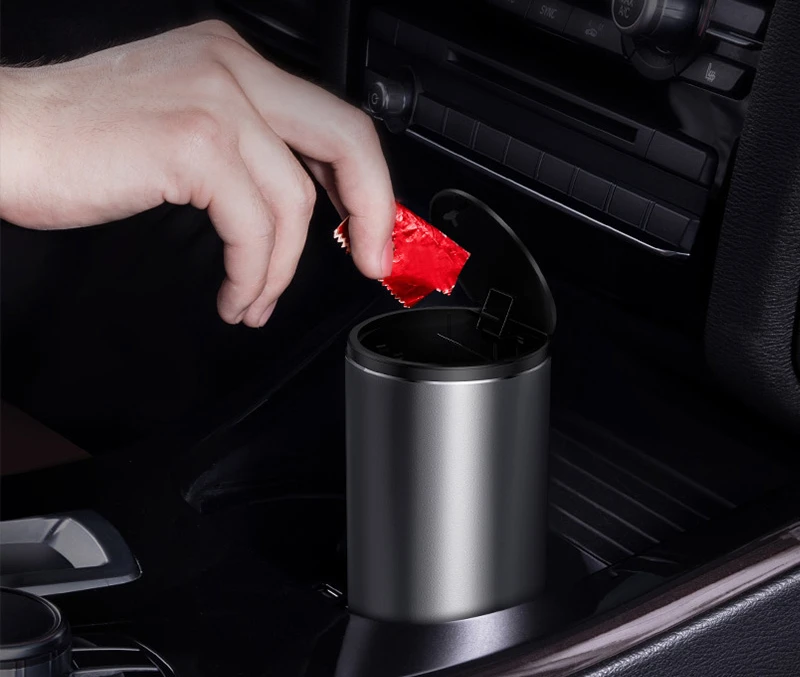 

Car Trash Bin Auto Trash Dust Alloy Garbage Can Dust Case Storage Box Organizer Storage Auto Accessories