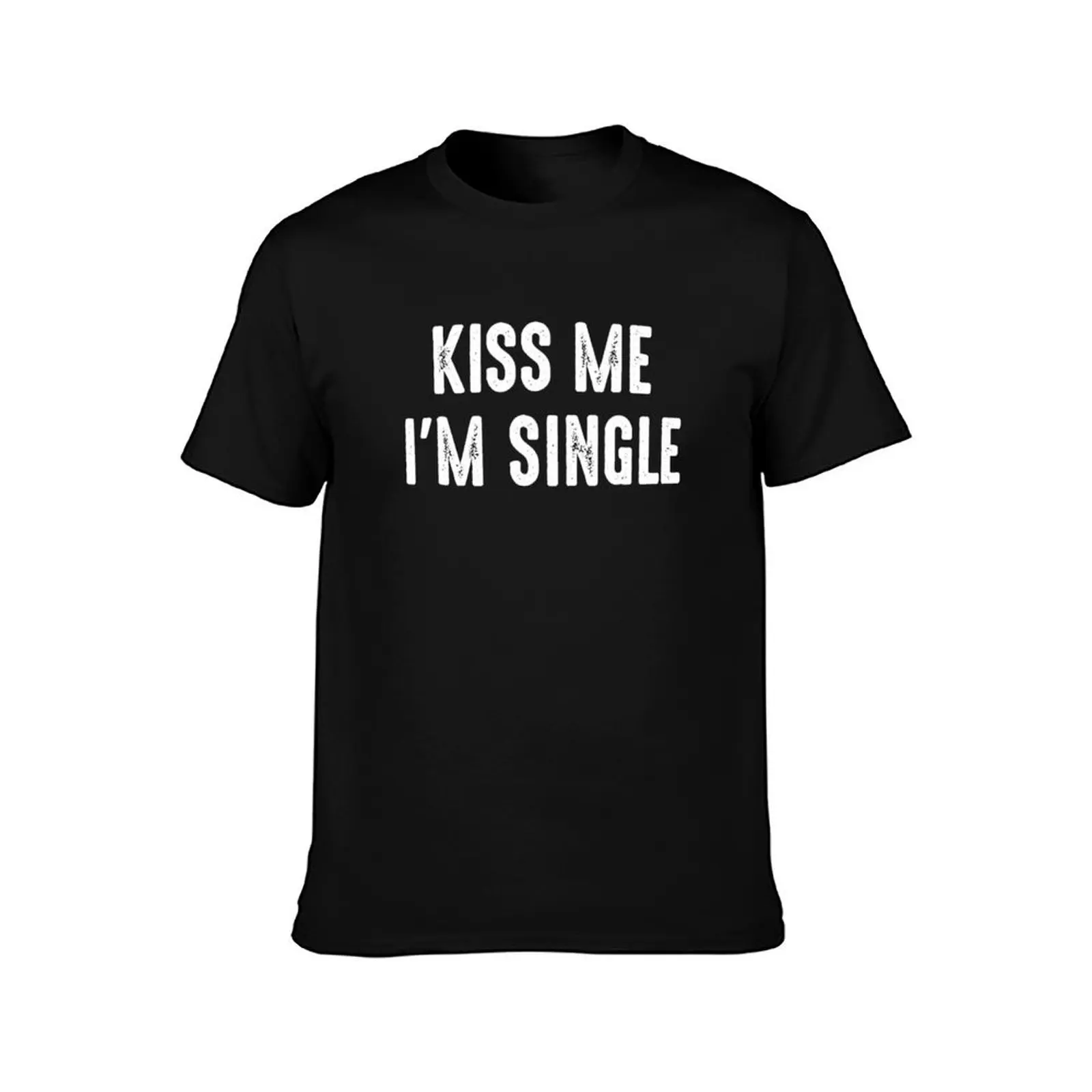 Футболка Kiss Me'm Single на День святого Валентина черная Милая одежда Мужская