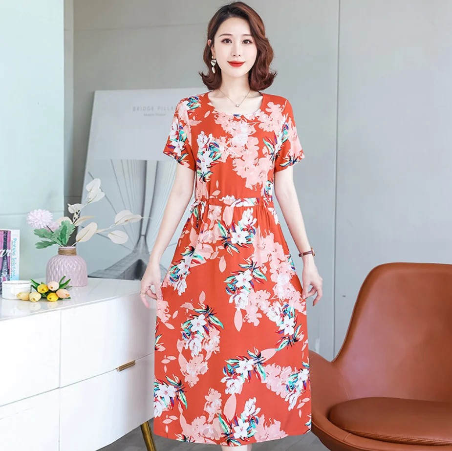 

Beardon Summer Midi Dresses for Women Casual Female Clothing 2022 Elegant Women's Sundress Sunmer Boho Vintage Dress With Print