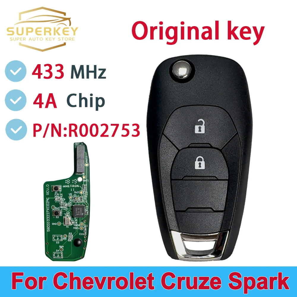 Оригинальный чип SUPERKEY 4A для Chevrolet Cruze 2015 Trax Sonic Spark 2021 Onix RS Tracker 433 МГц откидной