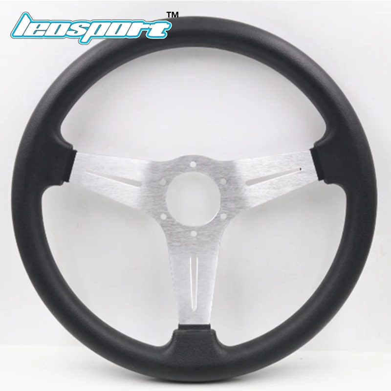 

Car steering wheel PU leather Aluminum frame 350mm Racing light concavity game steering wheel Drift Leather Simulation Universal