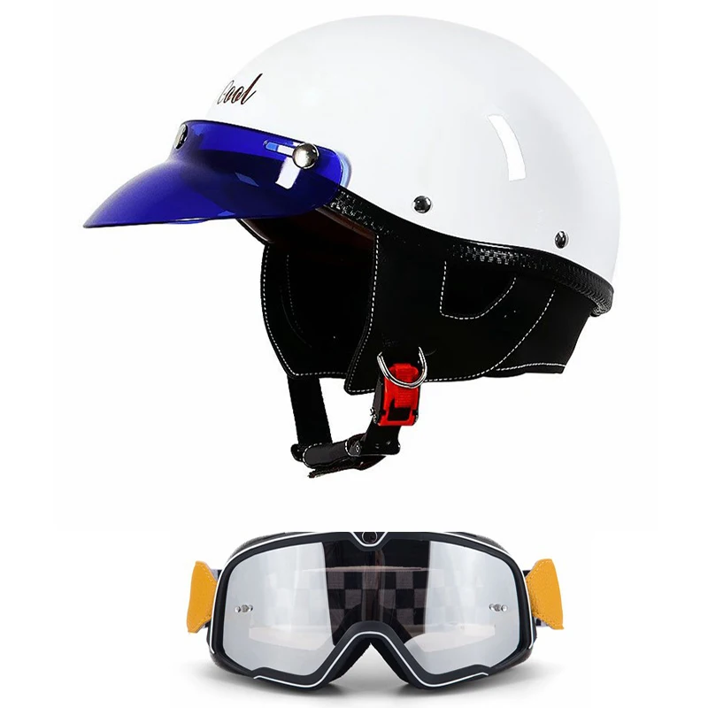 Retro Hotorcross Helmet Open Face Half Helmet Japanese and Korean Style with Goggles Men and Women Vintage Moto Cap enlarge