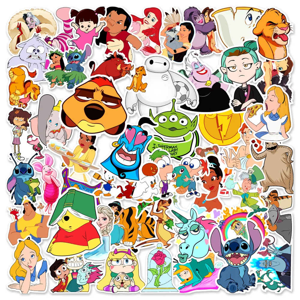 

50pcs Disney Mix Cartoon Anime Stickers Graffiti Decals Laptop Phone Guitar Luggage Skateboard Waterproof Sticker Kid Toy gifts