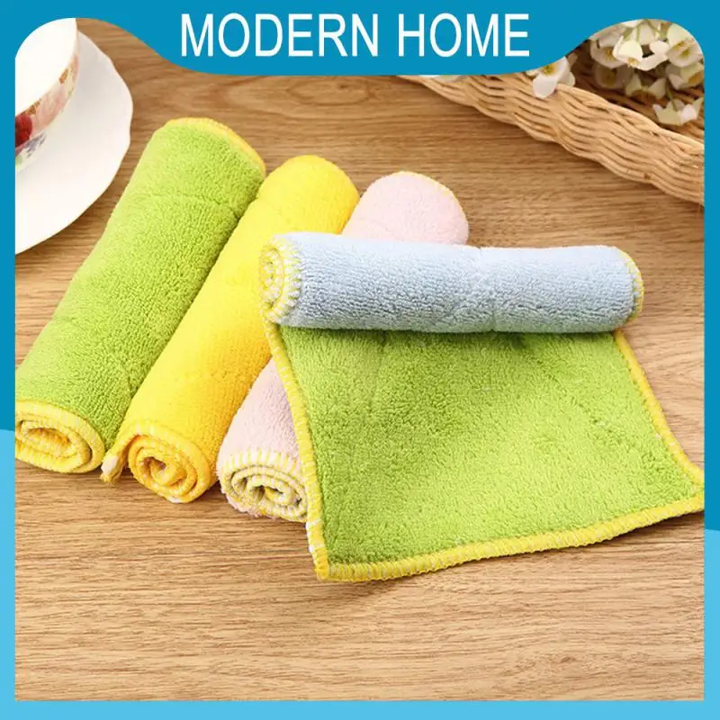 

Good Air Permeability Dish Towels 1pcs Wipes Double-sided Absorbent Padded Dishwashing Towel Household Merchandises Rag Fiber
