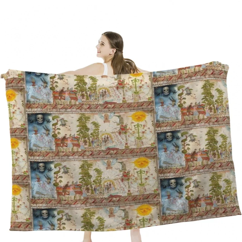 

MIDSOMMAR MURAL Throw Blanket Airplane Travel Decoration Soft Warm Bedspread