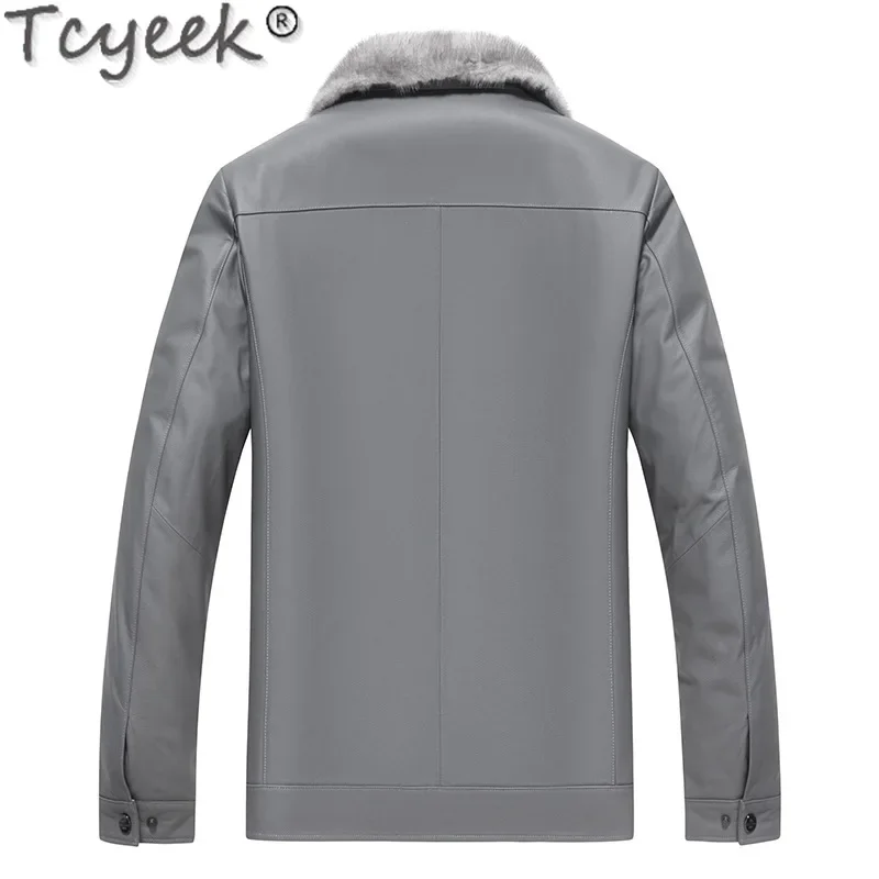 Tcyeek Пальто из натурального меха норки с крестом Зимняя мужская одежда Куртка