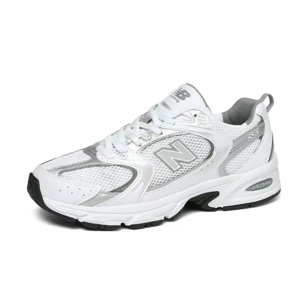 Фото Кроссовки New Balance NB530 унисекс, низкие, для бега – серебристо-белые, с сеткой и синтетической кожей, парный стиль MR530AD №3