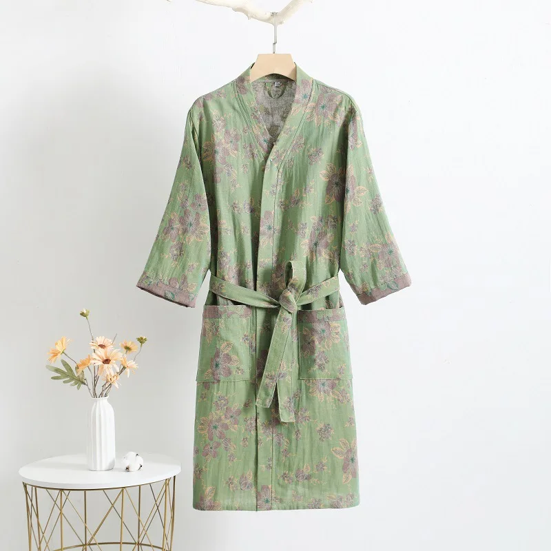 Халат-кимоно Женский свободного кроя с принтом 100% хлопок