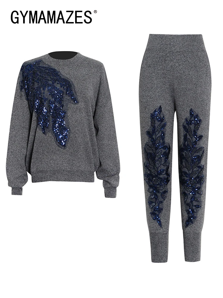 

Женский Повседневный костюм-двойка с принтом, круглым вырезом и высокой талией