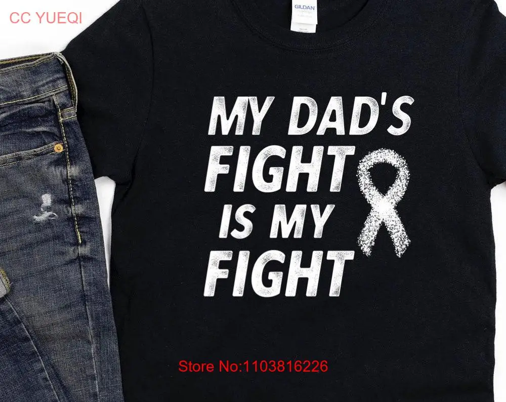 Футболка с белой лентой для осведомленности о раке легких бой моей папы подходит