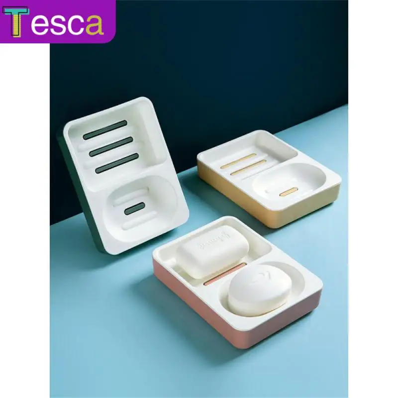 

Draining Soap Box Soap Dish Tray Plastic Home Double Drain Soap Case Soap Rack Tray Household Shelf Soap Box Bathroom Products