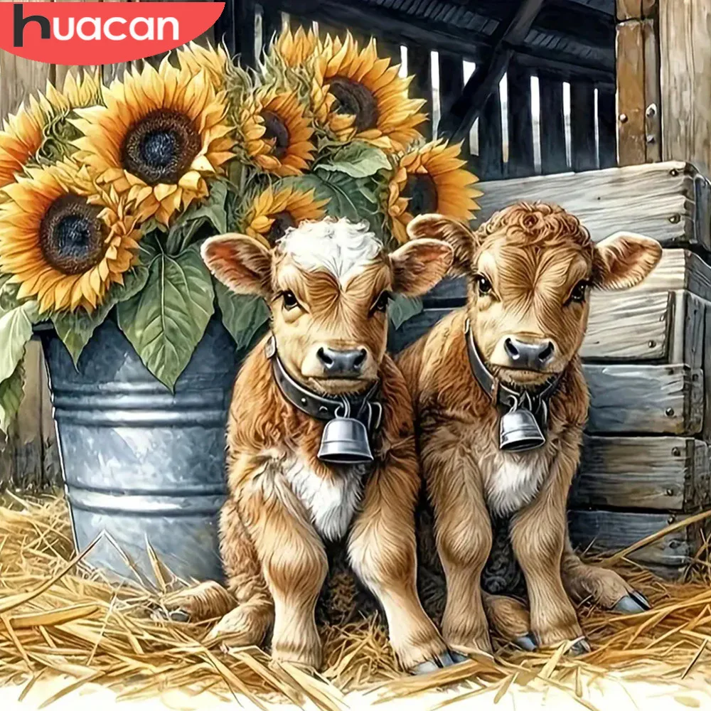 HUACAN 5D Алмазная Живопись Полная Круглая Дрель Фигурка Животного Мозаика