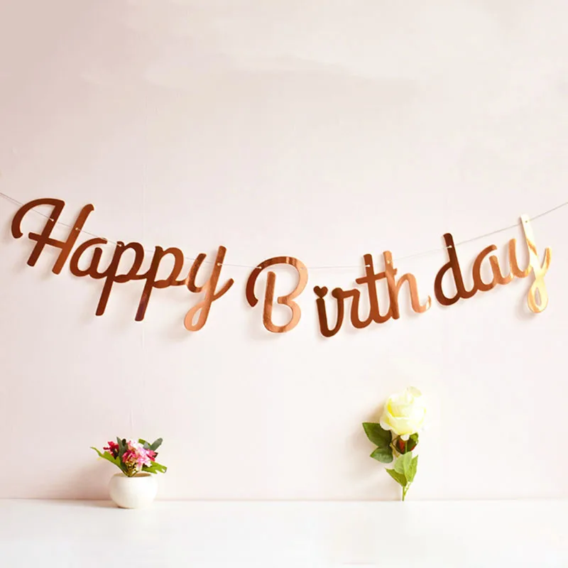 

Гирлянда "С днем рождения", розовый золото, TingBabyer