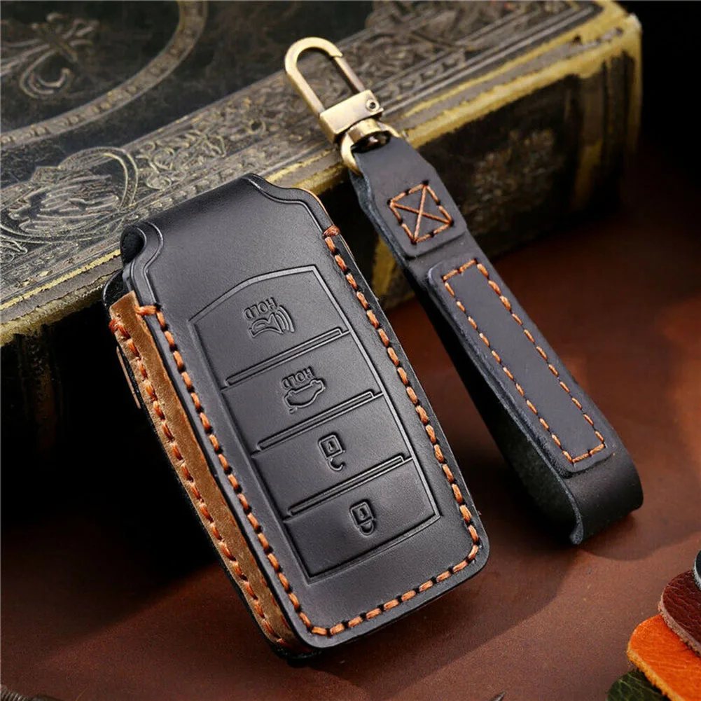 

Part Key Cover Leather Remote Key Fob 2021 2022 4 Buttons Black Blue Brown Car Case Cover For Genesis Ati-Drop