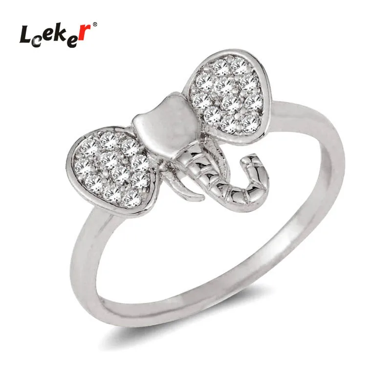 LEEKER korean style Elephant Rings For Women Rose Gold Silver Color Crystal Ring Gift for girlfriend Fashion Jewelry 431 LK6 | Украшения и