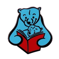 c2851 cartoon bear read book pin enamel pins badges brooches lover cute animal jewelry