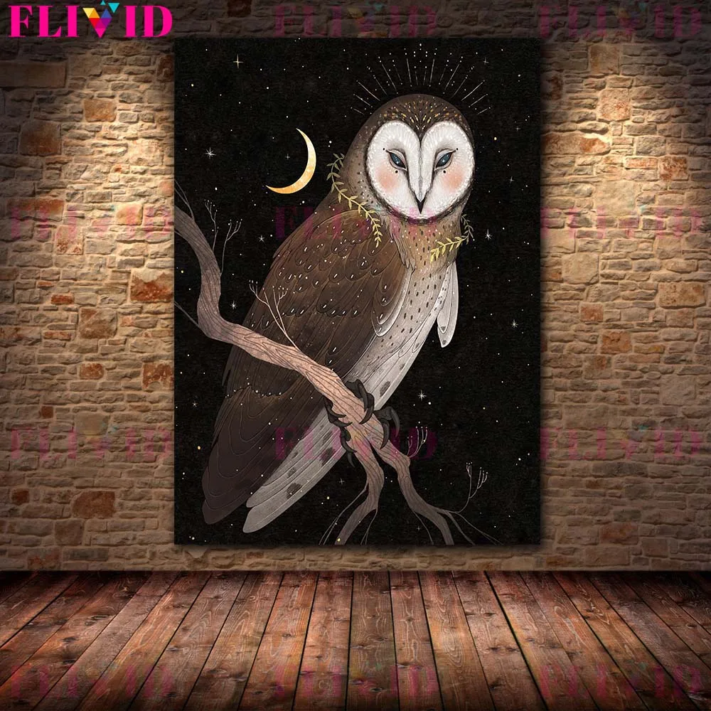 

Абстрактная картина на холсте "Грибы, эльфы и новая луна"