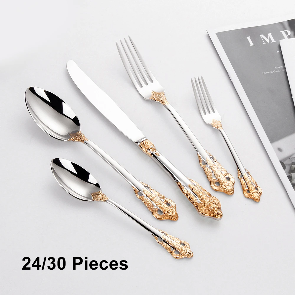 Stainless Steel Vintage Western Dinnerware Luxury Tableware 