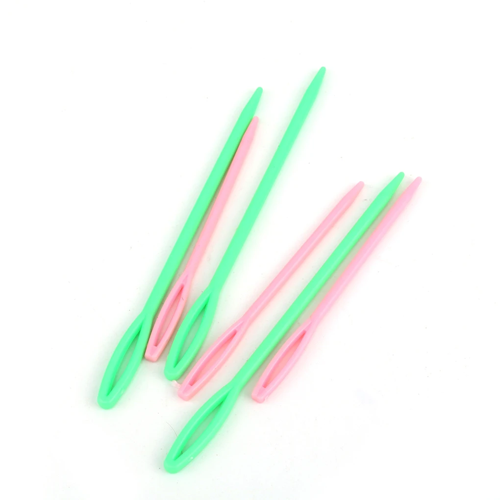 

6pcs Plastic Knitting Needles Crochet Hooks Tapestry Wool Yarn Needles Children DIY Sweater Weaving Tools Accessory 2 Sizes