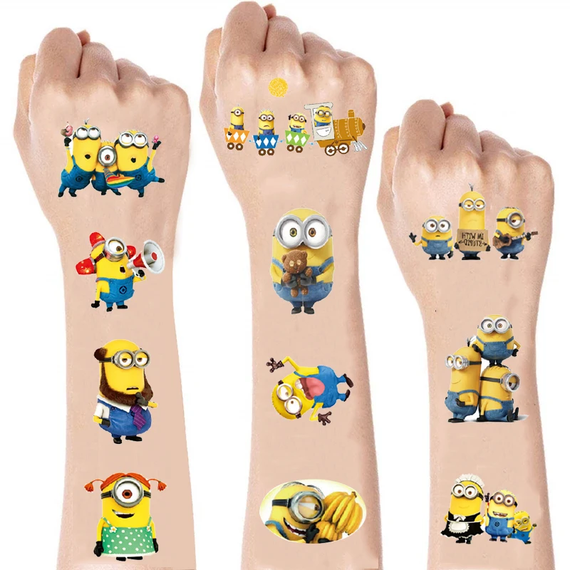 

1 Pc New Little Yellow Man With Big Eyes Tattoo Stickers Theme Waterproof Sticker Birthday Party Supplies Cartoon Kids Boys Gift