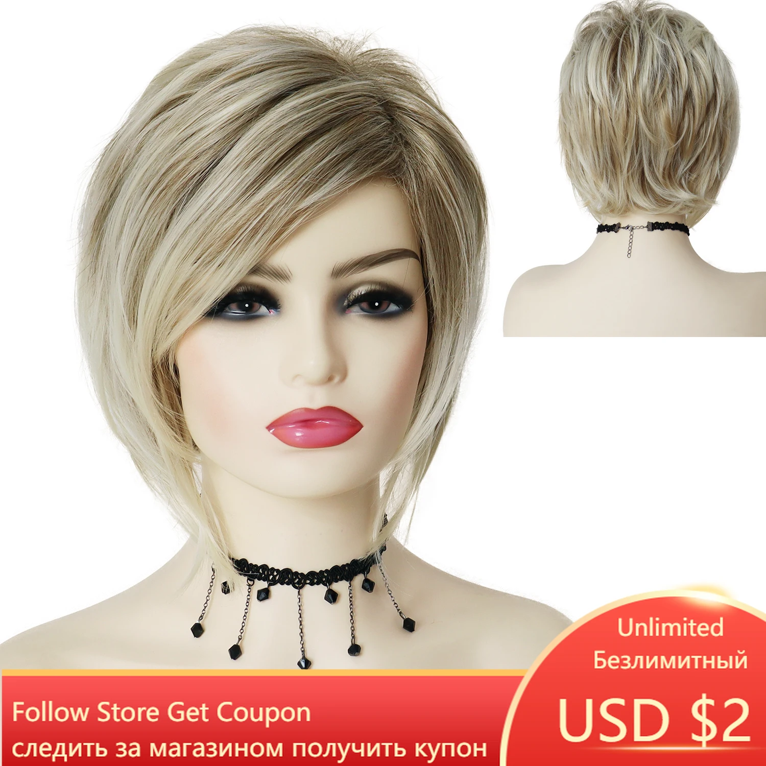 GNIMEGIL Blonde Wig with Bangs Synthetic Hair for Women Short Bob Hairstyles Fashion Wig Natural Bobo Haircuts Mommy Wig Gifts