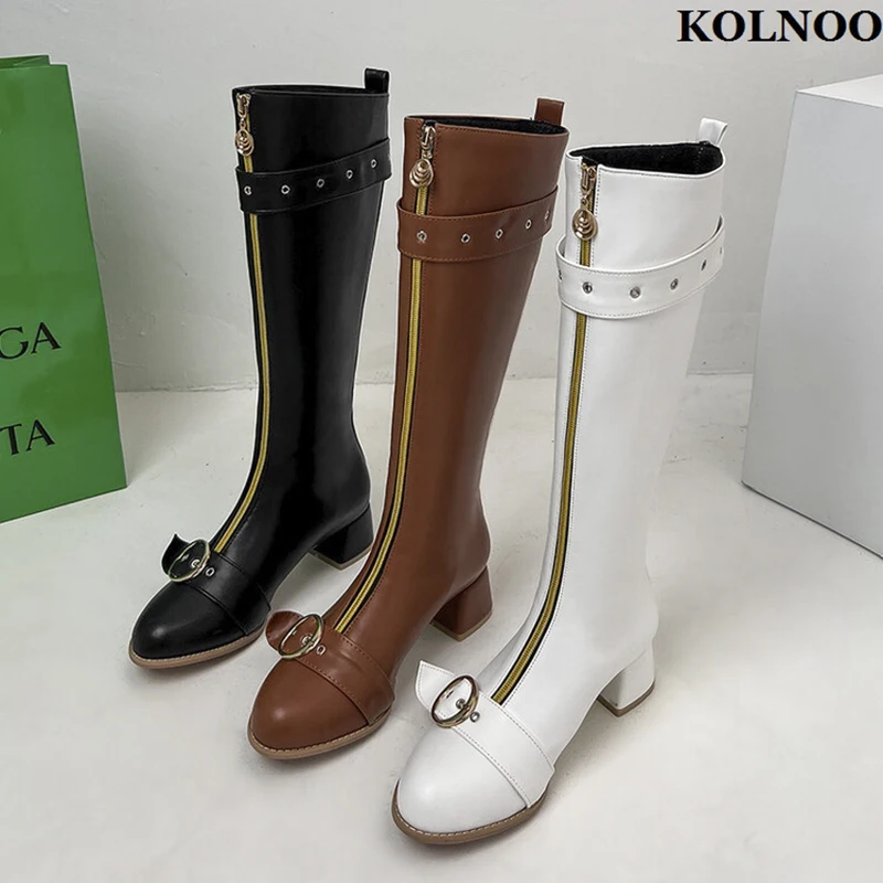

Kolnoo 2022 New Style Handmade Women Boots Real Photos Large Size 34-52 Faux-leather Knee-high Booty Evening Fashion Prom Shoes