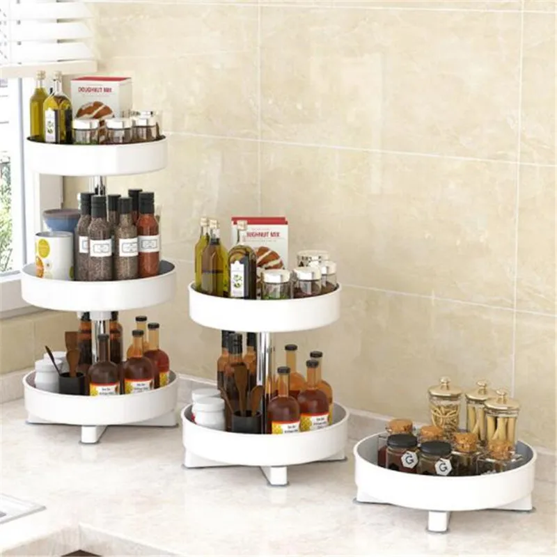 

Kitchen rotating seasoning storage rack kitchen manager rotating spice salt tank storage rack saves desk space