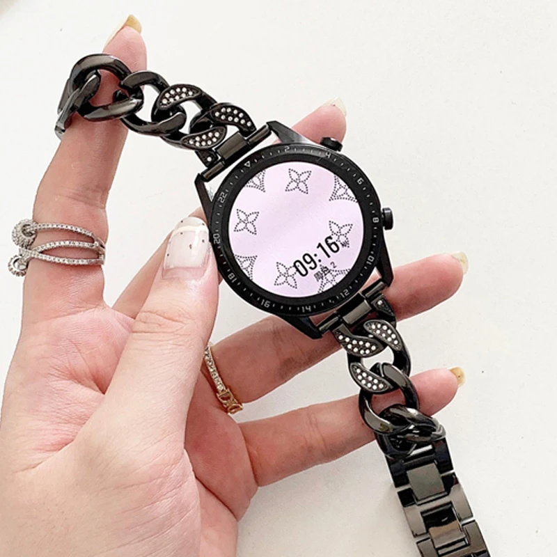 For Huawei GT3 Pro/ Samsung galaxy watch 46mm watch 3 45mm Diamond metal Ladies' strap wristband For amazfit GTR 22mm Watch Band