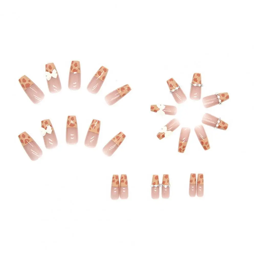 

Накладные ногти 1 комплект изысканные полуфранцузские прямоугольные многоразовые Стразы накладки для ногтей товары для маникюра
