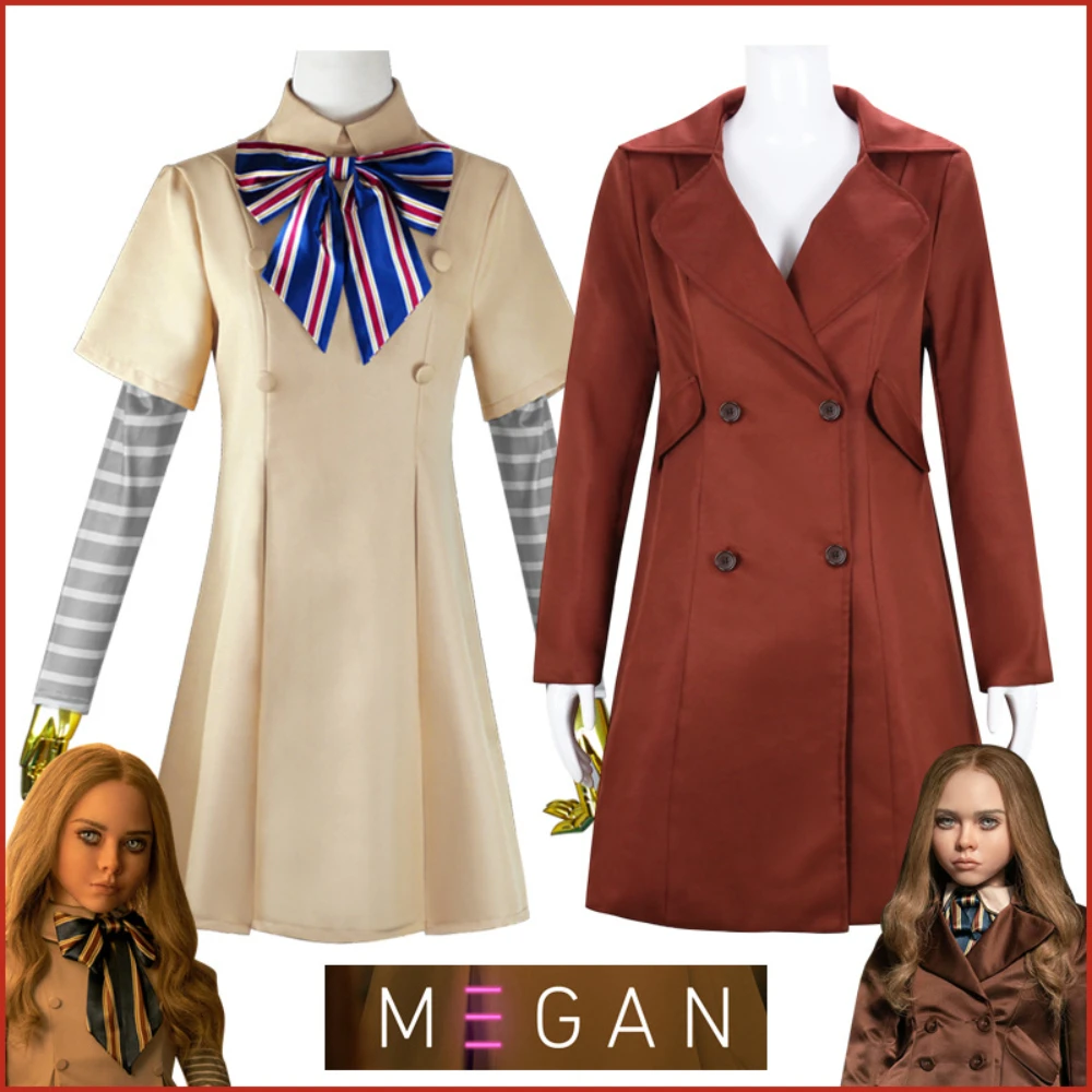 

Movie M3GAN Cosplay Costume Megan Dress AI Doll Robots Dress Top Kids Uniform Full Set Outfit for Women Halloween Party Clothes