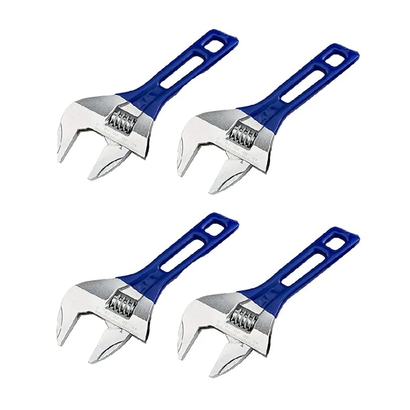

4 Piece 8In(210Mm) Short Handle Adjustable Wrench With About 1.7In Wide Jaw Opening For Plumbing Auto Repair Home Maintenance