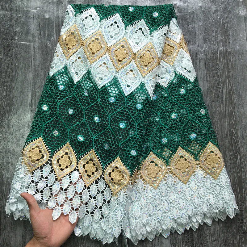 2024 Высококачественная Водорастворимая кружевная ткань с блестками африканская