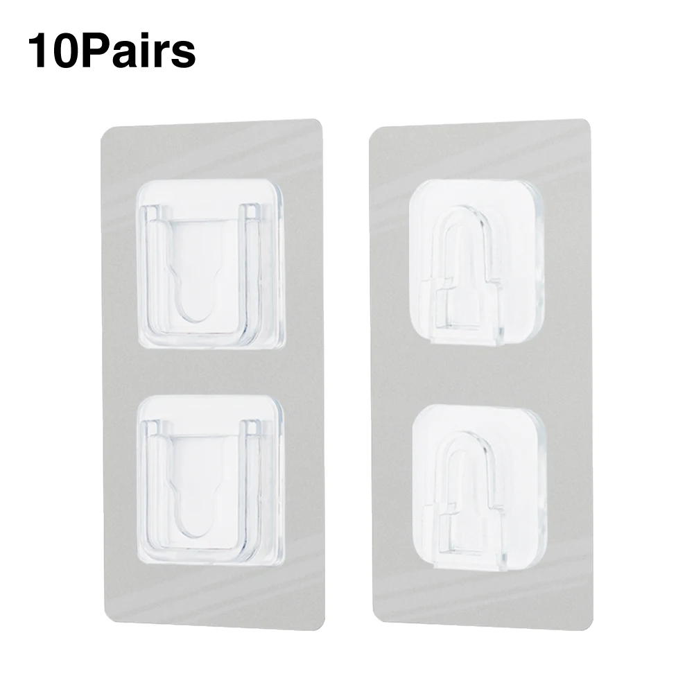 

10 Pair /pack Fixer PVC Power Strip Holder Wall Mount Multifunctional Socket Rack Home Self Adhesive Plug Shelf Hanging Hook