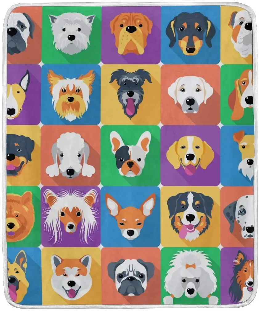 

Cartoon Dog Head Throw Blanket Soft Warm Bed Couch Blanket Lightweight Polyester Microfiber
