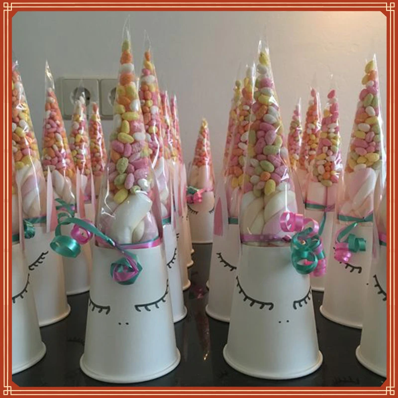 

New in 2022 Candy Bag Wedding Birthday Party Favors Candy Cellophane Cone Storage Bags Girl 1st Birthday Decorations Organza Pou