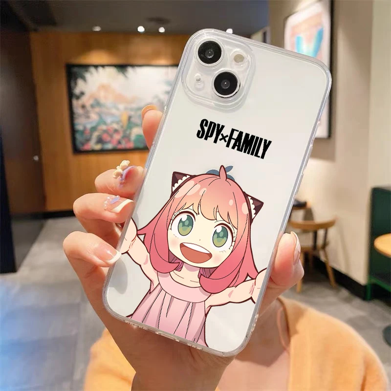 Cute Anya Forger Spy X Family Shockproof Clear Phone Case For iPhone 14 13 12 11 Pro Max 7 8 Plus X XR XS Max SE 2022 Soft Cover