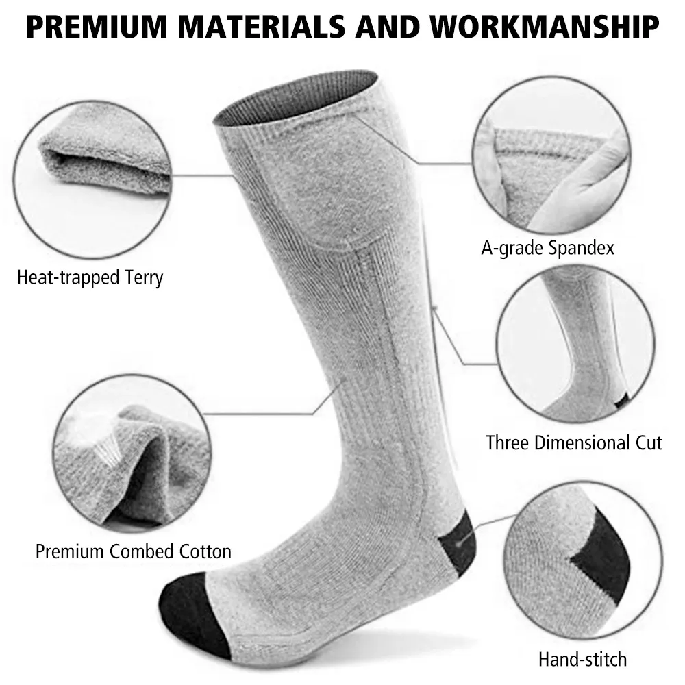Winter Heated Socks for Men Women Thermal Heating Socks USB Rechargable Battery Warmer Socks For Outdoor Cycling Ski Camping