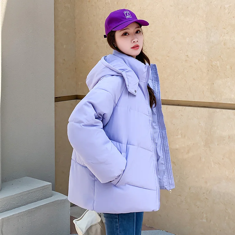GRELLER 2022 New Fashion White Winter Jacket for Women Slim Short Thicken Coat Female Basic Jacket Winter Hooded Parkas Clothes