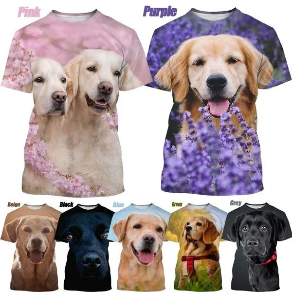 

2023 Labrador Retriever 3D Printing T-Shirt Summer Fashion Pet Dog Men and Women Personality Casual Short Sleeve Shirt Tops