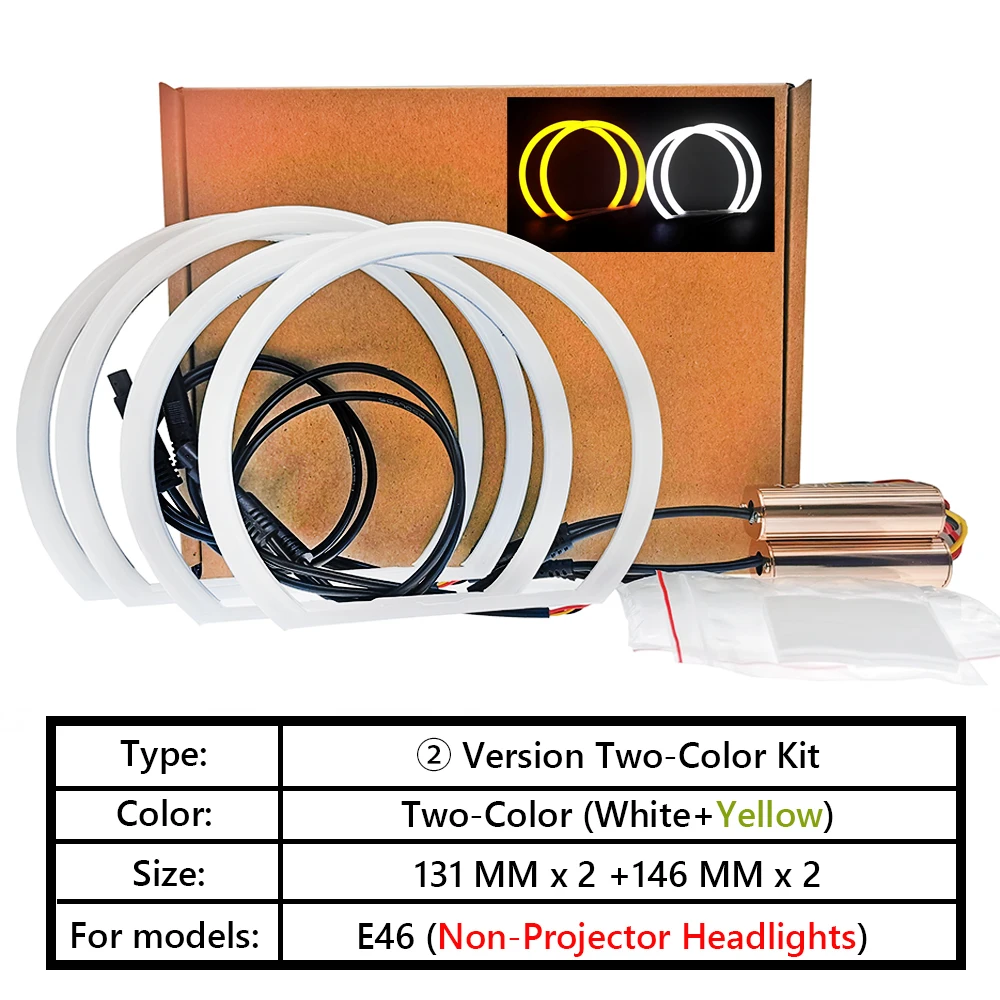 

Автомобиль-Стайлинг двухцветный белый желтый 4X131MM светодиодные гало-кольца хлопсветильник для BMW E36 E38 E39 E46 M3 светодиодный ная SMD лампа ангельские глазки