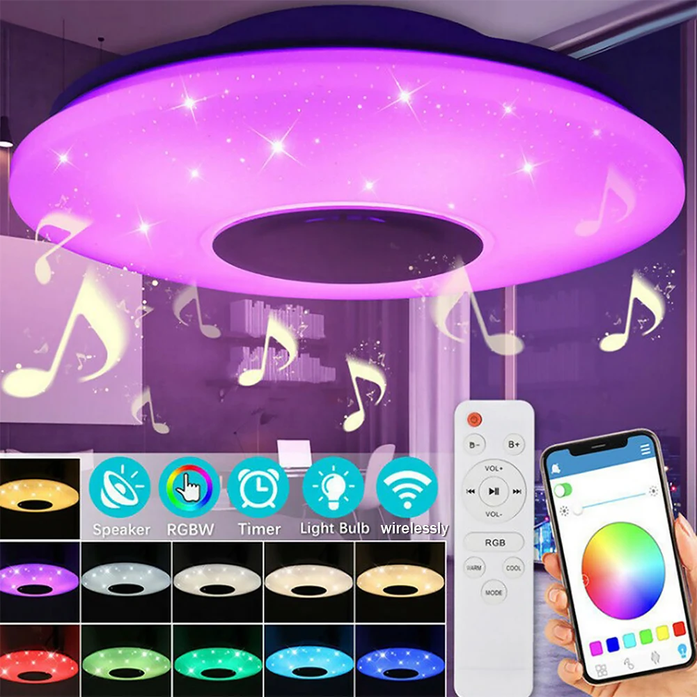 

RGB LED Ceiling Light Dimmable Bluetooth-compatible Modern Ceiling Lamp 2800K-6500K Intelligent LED Lamp for Bedroom Living Room